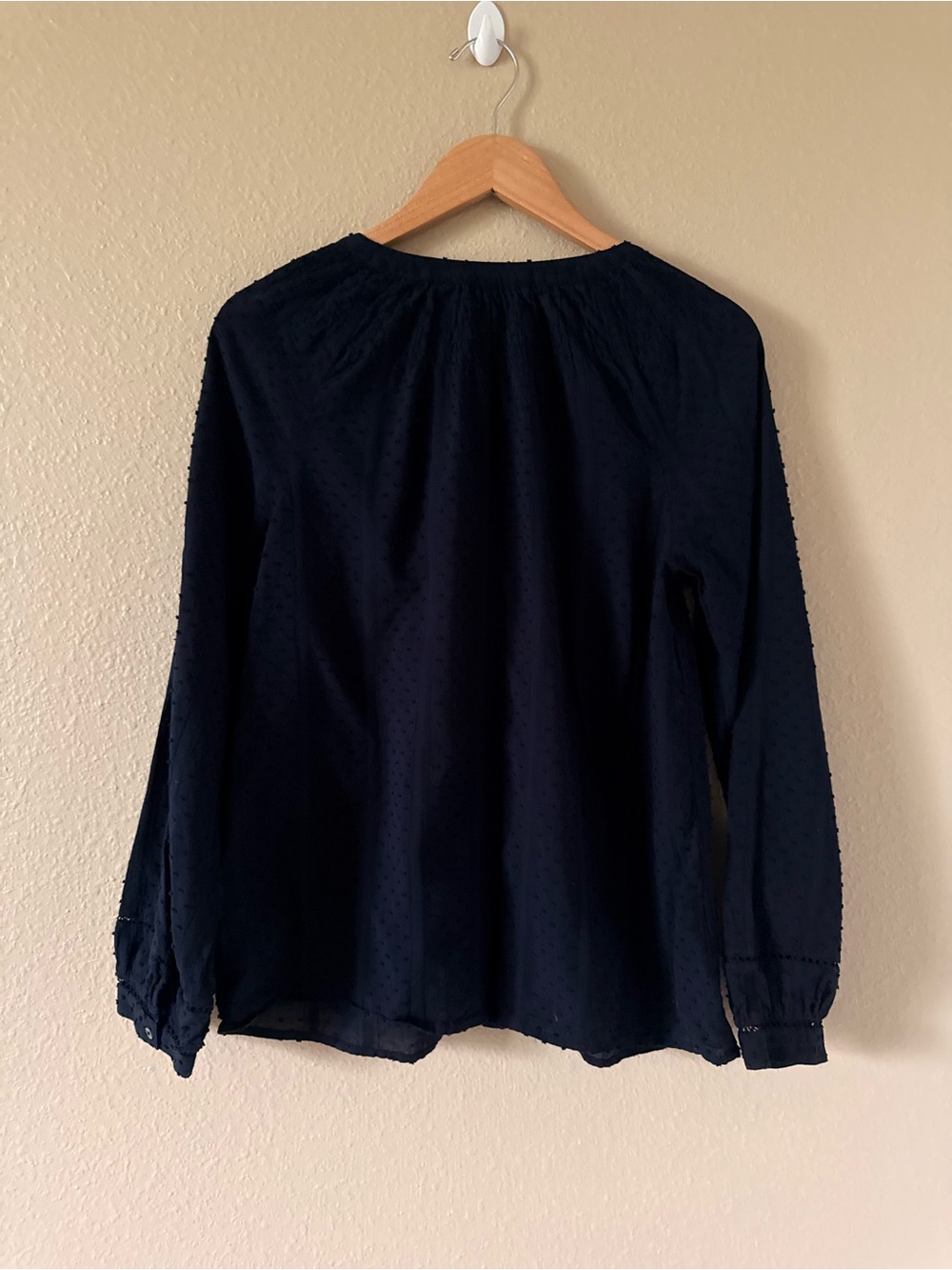 Talbots Navy Button-Front Textured Top - Picture 6 of 7